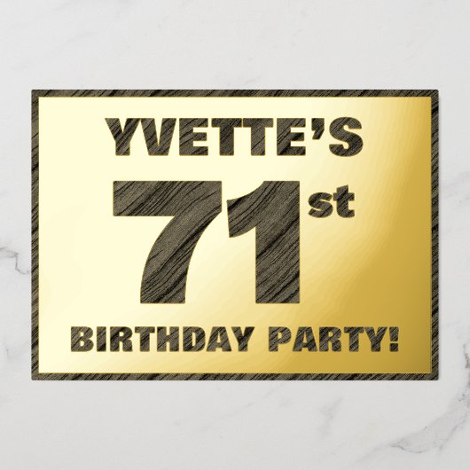 71e verjaardag van de partij van Birthday - Vette, Folie Uitnodiging (Voorkant)
