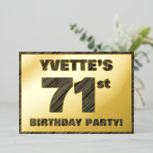 71e verjaardag van de partij van Birthday - Vette, Folie Uitnodiging (Staand Voorkant)