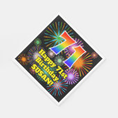 71e verjaardag: Vuurwerk Fun Pattern + Regenboog 7 Servet (Hoek)