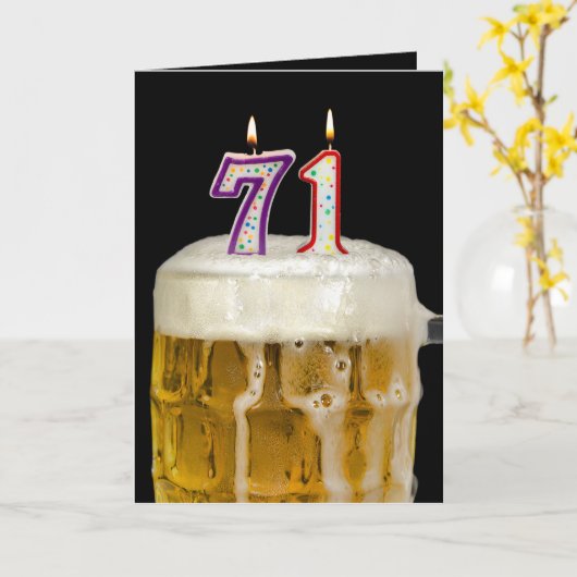 71e verjaardag zwarte bier kaart (Gele Bloem)
