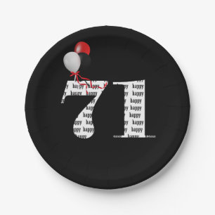 71e verjaardagsballonnen papieren bordje