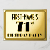 71e Verjaardagsfeest — Art Deco Uiterlijk “71” + N Folie Uitnodiging (Voorkant)