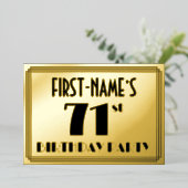 71e Verjaardagsfeest — Art Deco Uiterlijk “71” + N Folie Uitnodiging (Staand Voorkant)