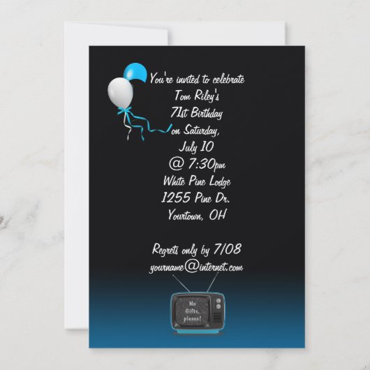 71e verjaardagsfeestje uitnodigen kaart (Achterkant)