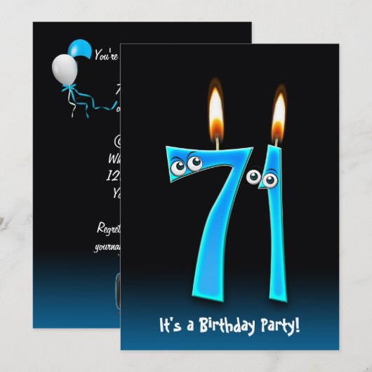 71e verjaardagsfeestje uitnodigen kaart (Voorkant / Achterkant)