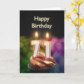 71e verjaardagskaart met kaarsen kaart (Gele Bloem)