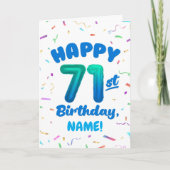 71st Birthday, Balloon Number, Customizable Name Kaart (Voorkant)
