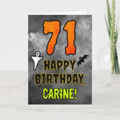 71st Birthday: Eerie Halloween Theme + Custom Name Kaart (Voorkant)