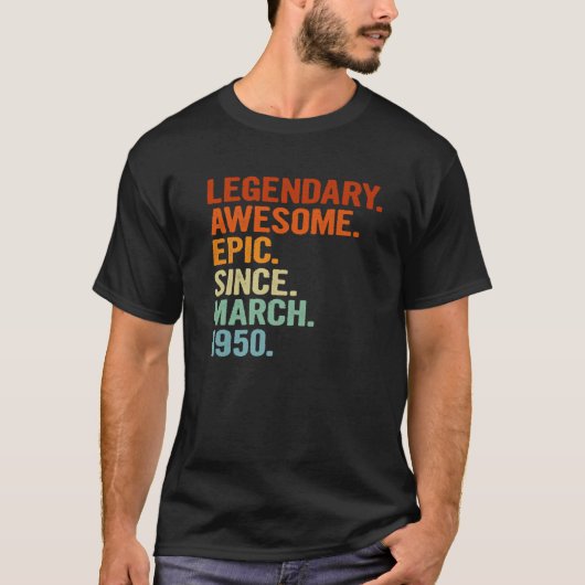 71St. Birthday Legendary Geweldige Epic sinds 1 ma T-shirt (Voorkant)