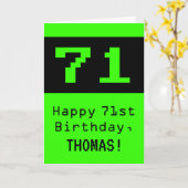 71st Birthday: Nerdy / Geeky Style "71" and Name Kaart (Gele Bloem)