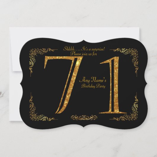 71st, Birthday party 71st, geweldige Gatsby, zwart Kaart (Voorkant)