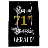 71st verjaardag ~ Fancy script; Faux Gold look; na Medium Cadeauzakje (Achterkant)