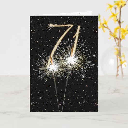 71ste bruiloft sparklers kaart (Gele Bloem)