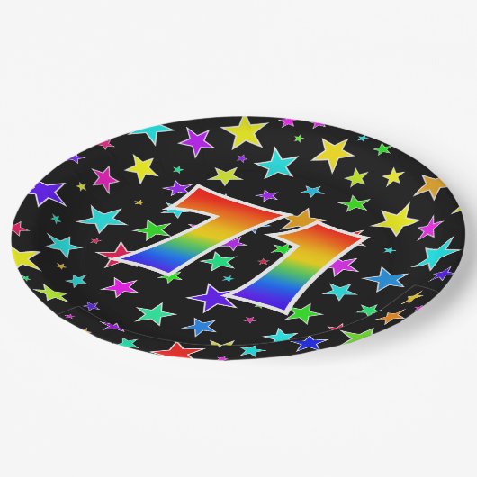 71ste evenement: Bold, Fun, Kleurrijke Regenboog 7 Papieren Bordje (Gekanteld)