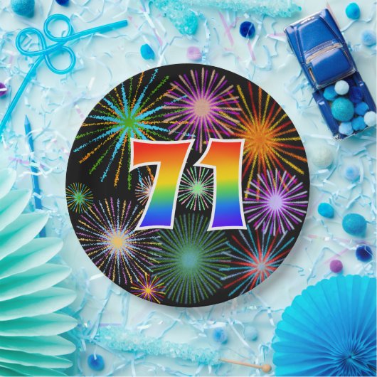 71ste evenement - Leuk, Kleurrijk, Vet, Regenboog  Papieren Bordje (Feest)