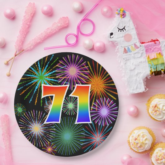 71ste evenement - Leuk, Kleurrijk, Vet, Regenboog  Papieren Bordje (Feest)