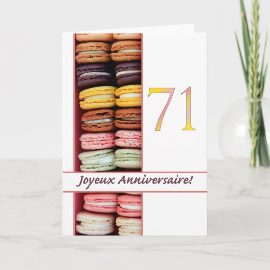 71ste Franse verjaardag Macaron-Joyeux Anniversair Kaart (Voorkant)