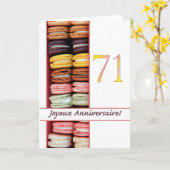 71ste Franse verjaardag Macaron-Joyeux Anniversair Kaart (Gele Bloem)