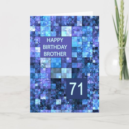71ste geboortedag Broeder, Blauwe pleinen, Kaart (Voorkant)
