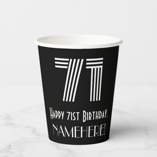 71ste verjaardag — Art Deco Geïnspireerde look "71 Papieren Bekers (Achterkant)