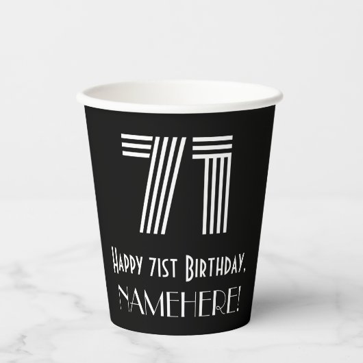 71ste verjaardag — Art Deco Geïnspireerde look "71 Papieren Bekers (Voorkant)