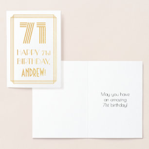 71ste verjaardag - Art Deco geïnspireerde uitstral Folie Kaarten
