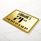 71ste verjaardag: Art Deco Kijk "71" en naam Folie Uitnodiging (Gedraaid)