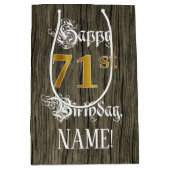 71ste verjaardag: Faux Gold look & Faux Wood Patte Medium Cadeauzakje (Voorkant)