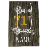 71ste verjaardag: Faux Gold look & Faux Wood Patte Medium Cadeauzakje (Achterkant)
