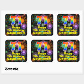 71ste verjaardag: Fun Fireworks Kijk, regenboog #  Vierkante Sticker (Vel)