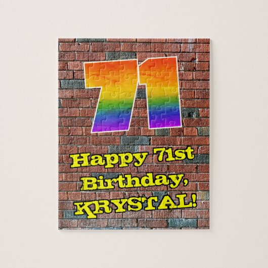 71ste verjaardag: Fun Graffiti-geïnspireerde regen Legpuzzel (Verticaal)