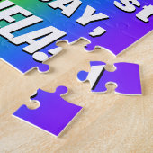 71ste verjaardag: kleurrijk, vun regenboogpatroon  legpuzzel (Zijkant)