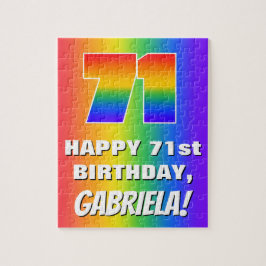 71ste verjaardag: kleurrijk, vun regenboogpatroon legpuzzel