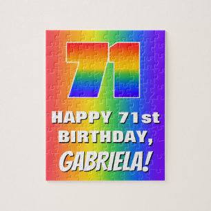 71ste verjaardag: kleurrijk, vun regenboogpatroon legpuzzel