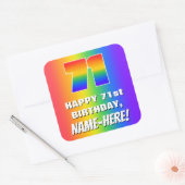 71ste verjaardag: kleurrijk, vun regenboogpatroon  vierkante sticker (Envelop)
