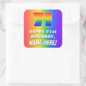 71ste verjaardag: kleurrijk, vun regenboogpatroon  vierkante sticker (Tas)