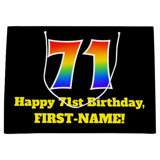 71ste verjaardag ~ Leuk, kleurrijk, levendig, rege Groot Cadeauzakje (Voorkant)