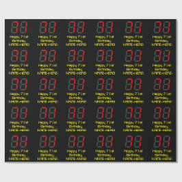 71ste verjaardag: Rood digitaal klokstijl "71" + N Cadeaupapier