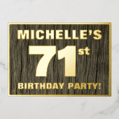 71ste verjaardag: Vet, Faux-houten graan Pattern Folie Uitnodiging (Voorkant)