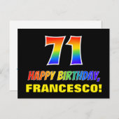 71ste verjaardag: Vet, Vun, Eenvoudig, Regenboog 7 Briefkaart (Voorkant / Achterkant)