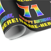 71ste verjaardag: Vet, Vun, Eenvoudig, Regenboog 7 Cadeaupapier (Rol Hoek)