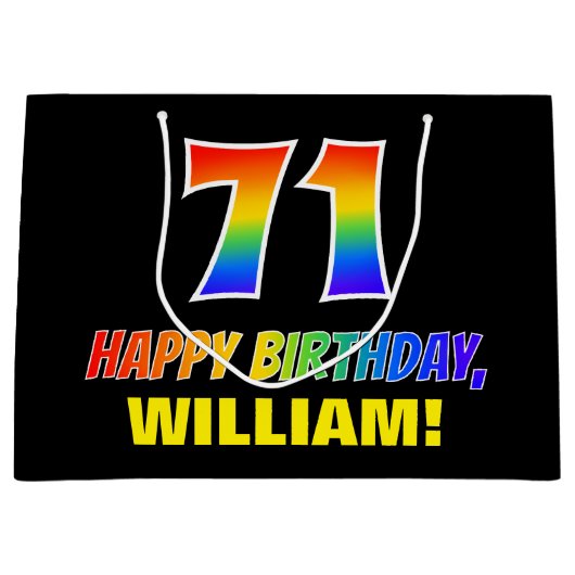 71ste verjaardag: Vet, Vun, Eenvoudig, Regenboog 7 Groot Cadeauzakje (Voorkant)