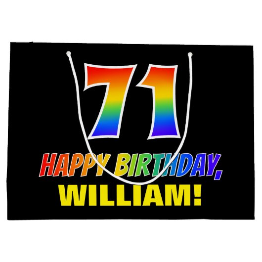 71ste verjaardag: Vet, Vun, Eenvoudig, Regenboog 7 Groot Cadeauzakje (Achterkant)