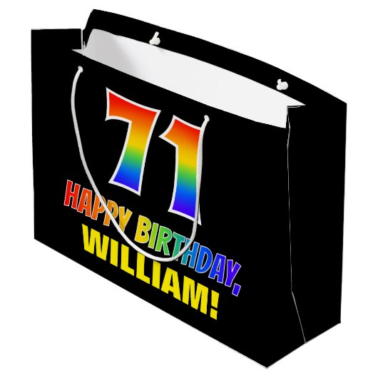 71ste verjaardag: Vet, Vun, Eenvoudig, Regenboog 7 Groot Cadeauzakje (Achterkant Gekanteld)
