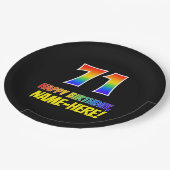 71ste verjaardag: Vet, Vun, Eenvoudig, Regenboog 7 Papieren Bordje (Gekanteld)