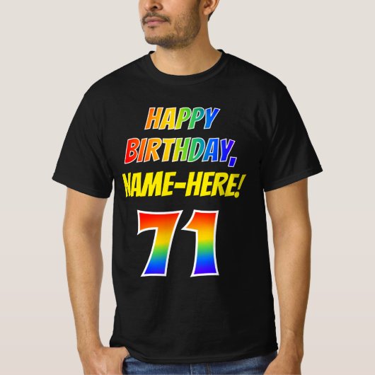 71ste verjaardag — Vet, Vun, Regenboog 71, Eigen n T-shirt (Voorkant)