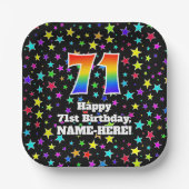 71ste verjaardag: vun stars pattern en regenboog " papieren bordje (Voorkant)