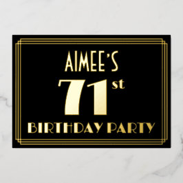 71ste verjaardagsfeest: Art Deco-look “71”, met na Folie Uitnodiging