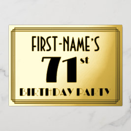 71ste verjaardagsfeest — Art Deco-look “71” + naam Folie Uitnodiging