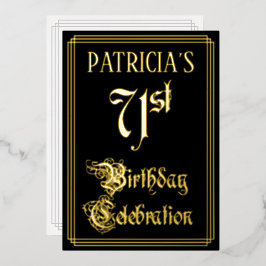 71ste verjaardagsfeest — Fantasievol script & aang Folie Uitnodiging